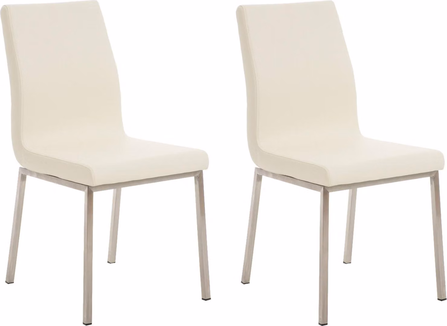 CLP Set da 2 poltrone da pranzo Colmar, struttura in acciaio inossidabile, colore bianco