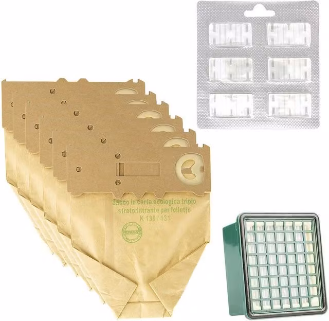 Kit Ricambi Avilia VK130 VK131 Marrone con 12 Sacchetti, 2 Filtri e 20 Profumatori Stick