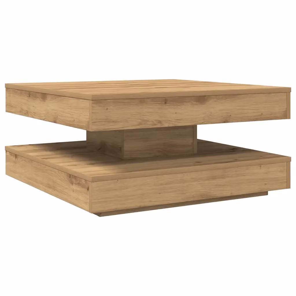 Tavolino da caffè girevole vidaXL moderno in legno marrone con piano quadrato L: 70 cm, P: 70 cm, H: 34,5 cm – 2