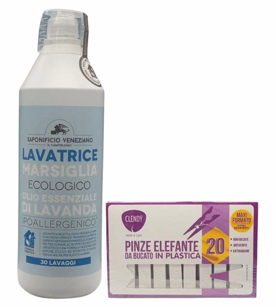 Detergente lavatrice ecologico lavanda 1000 ml con pinze elefante