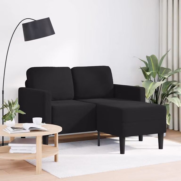 vidaXL Divano a 2 posti con chaise longue a L nero 125 cm in velluto