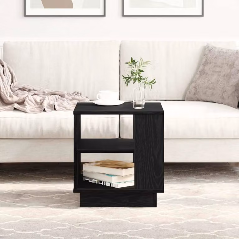 vidaXL Tavolino da salotto moderno in rovere e nero L/P/H: 40 x 40 x 43 cm