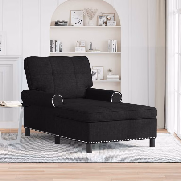 Chaise Lounge Moderna vidaXL in Tessuto Nero con Rivestimenti Rimovibili L/P/H: 91 x 157 x 91 cm