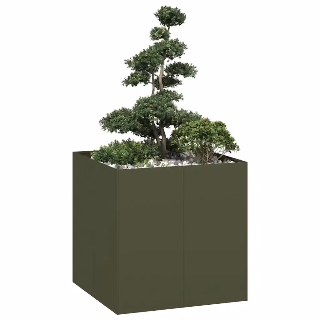 Fioriera vidaXL in acciaio verde, L/P/H: 80 x 80 x 80 cm – 1