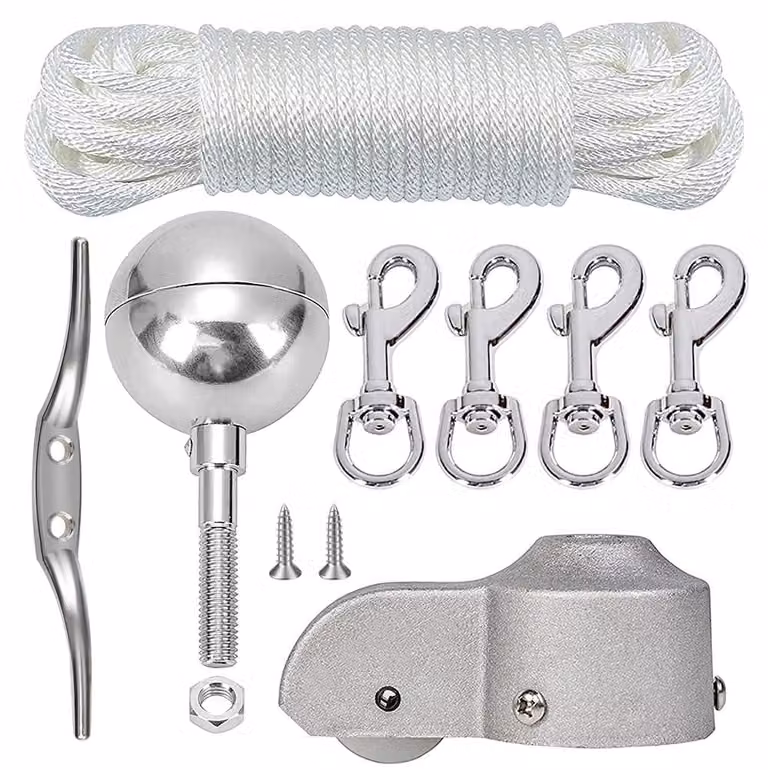 Kit di accessori per bandiera, argento, set completo per riparazioni