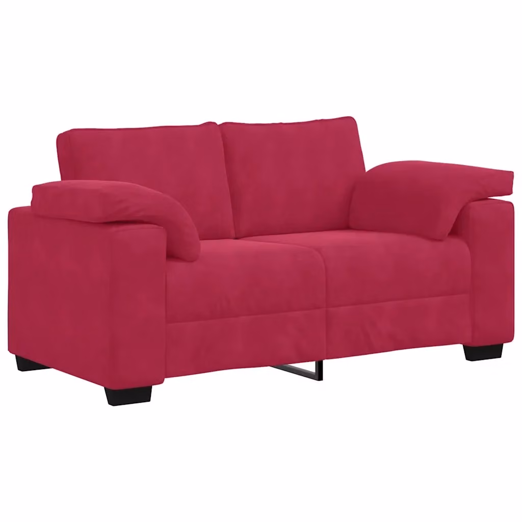 Divanetto vidaXL in Velluto Rosso con Cuscini, L: 160 cm, P: 77 cm, H: 82 cm – 2