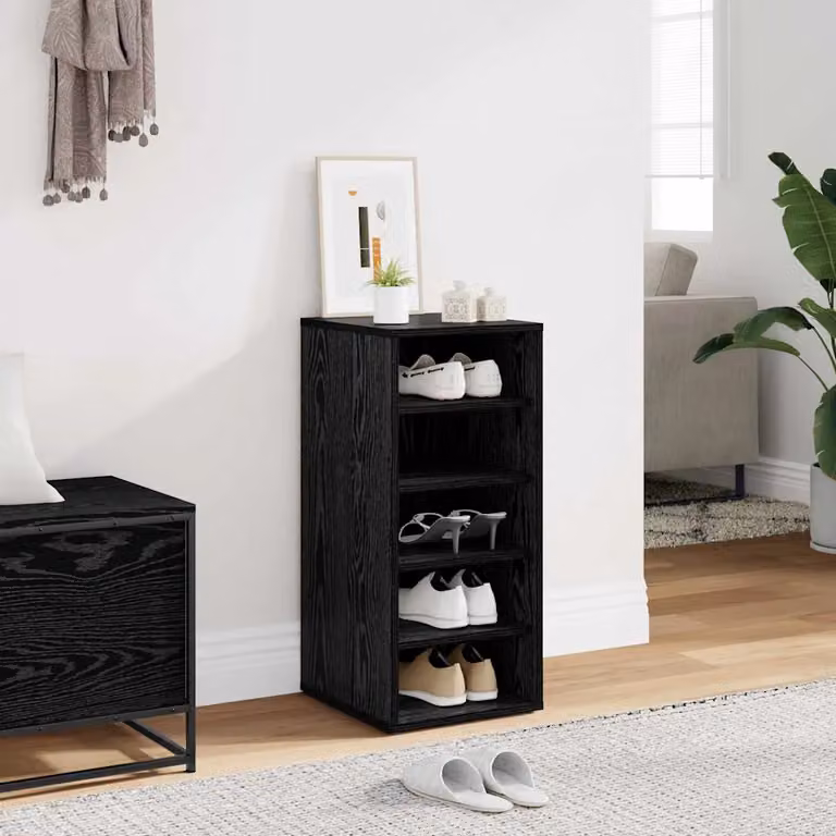 Scarpiera moderna vidaXL in legno nero con ripiani piatti L/P/H: 32 x 35 x 70 cm