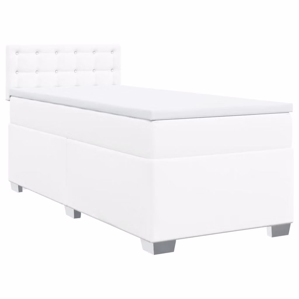 Giroletto a Molle con Materasso Bianco 80x200 cm in Pelle finta