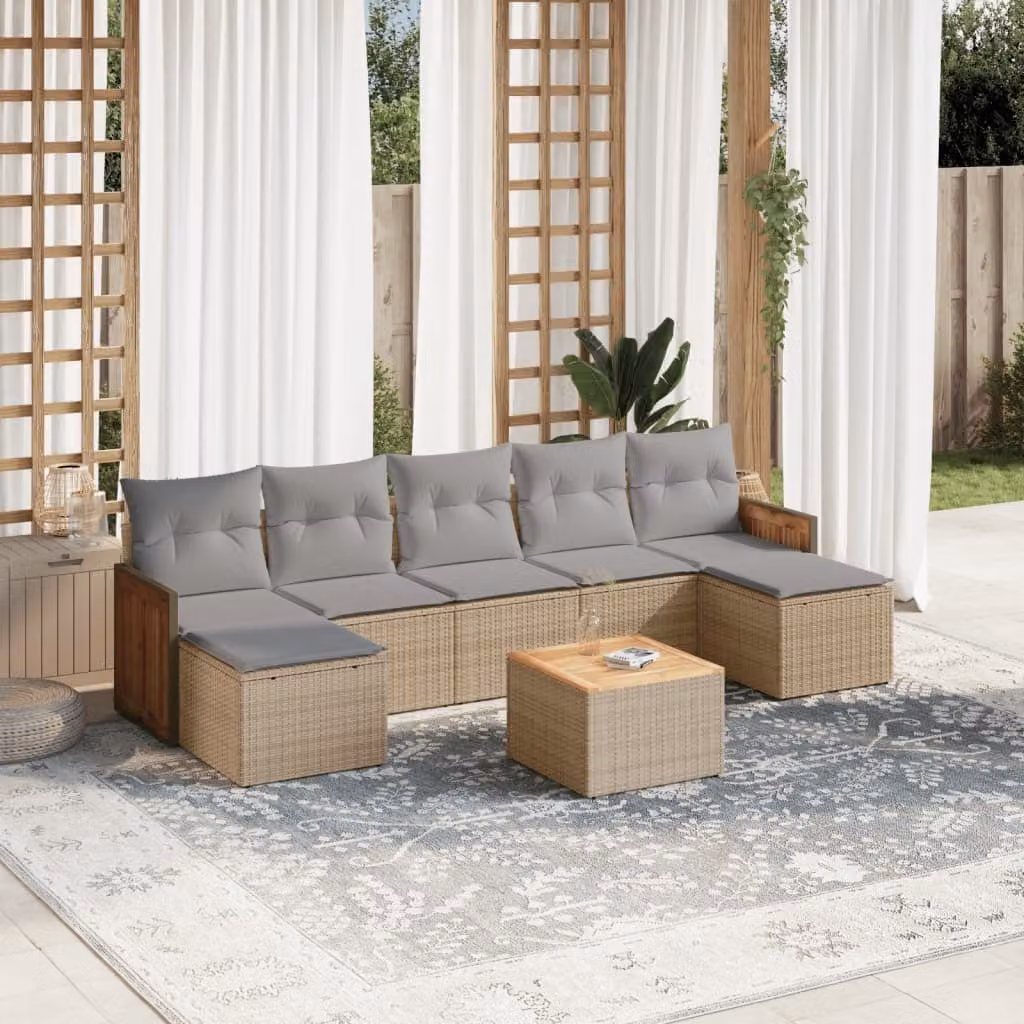 Maison Exclusive - Set Divano da Giardino 8 pz con Cuscini Beige in Polyrattan