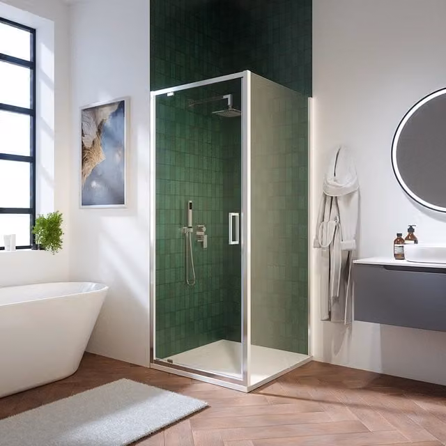 Box doccia 90x90 cm con apertura a battente vetro 6mm trasparente h195 cm | Aruba