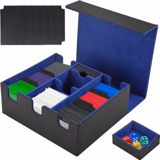 Scatola da Gioco con Chiusura Magnetica in Pelle PU e Tessuto per oltre 1200 Carte, Nero