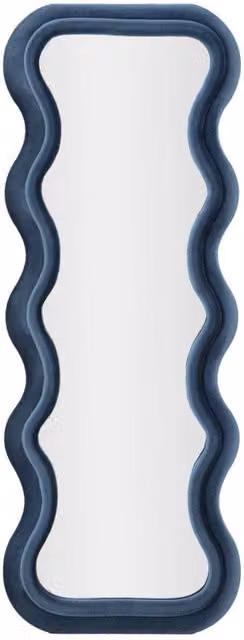 Specchio da muro con cornice in velluto blu e beige CHARME1921 L: 60 cm, P: 6 cm, H: 160 cm