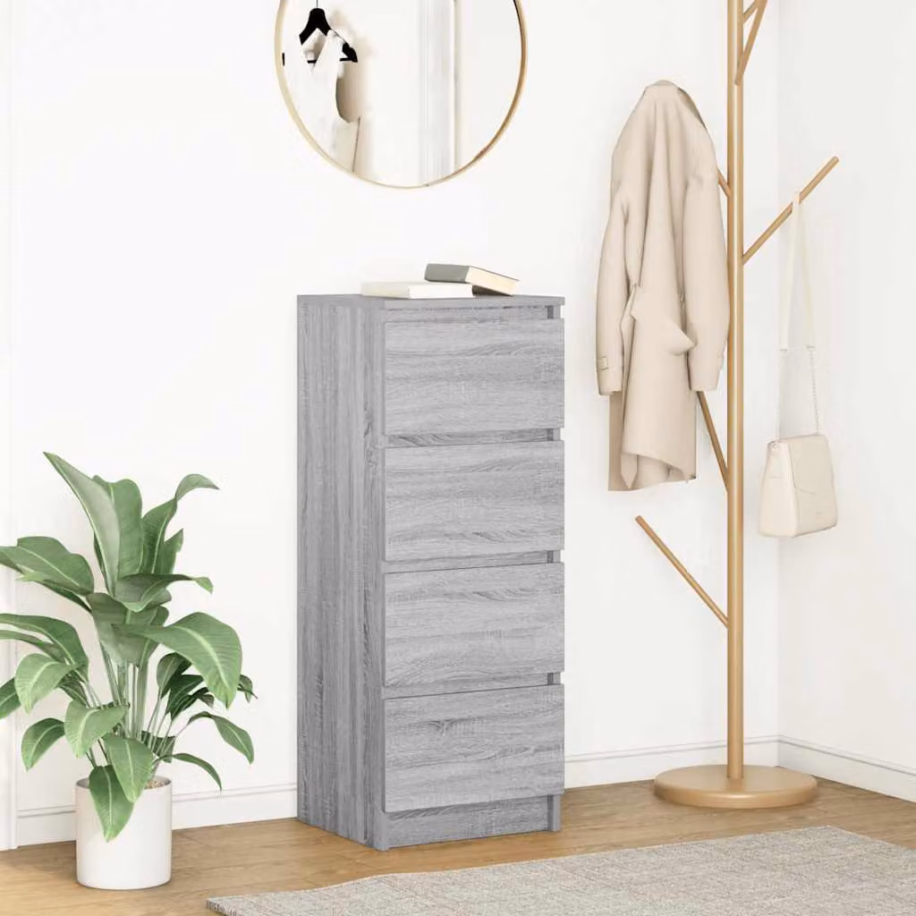 Credenza moderna vidaXL in legno multistrato e MDF, Grigio Sonoma, L: 37,5 cm, P: 35 cm, H: 99 cm
