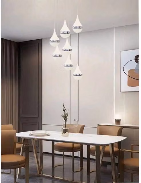 Lampada a sospensione LED Trade Shop Traesio con design a goccia a cascata, 80W, colore bianco e argento, modello LP-18A