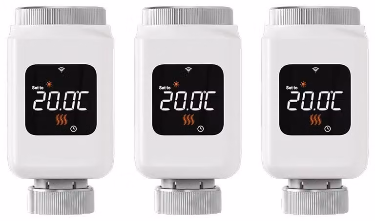 Termostato per radiatore, controllo Wi-Fi, compatibile con assistenti vocali, confezione da 3 pezzi