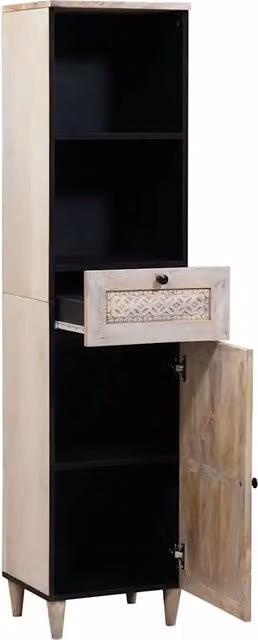 Armadio da bagno moderno DESIGN IN in legno di mango bianco L 38 cm, P 33 cm, H 160 cm