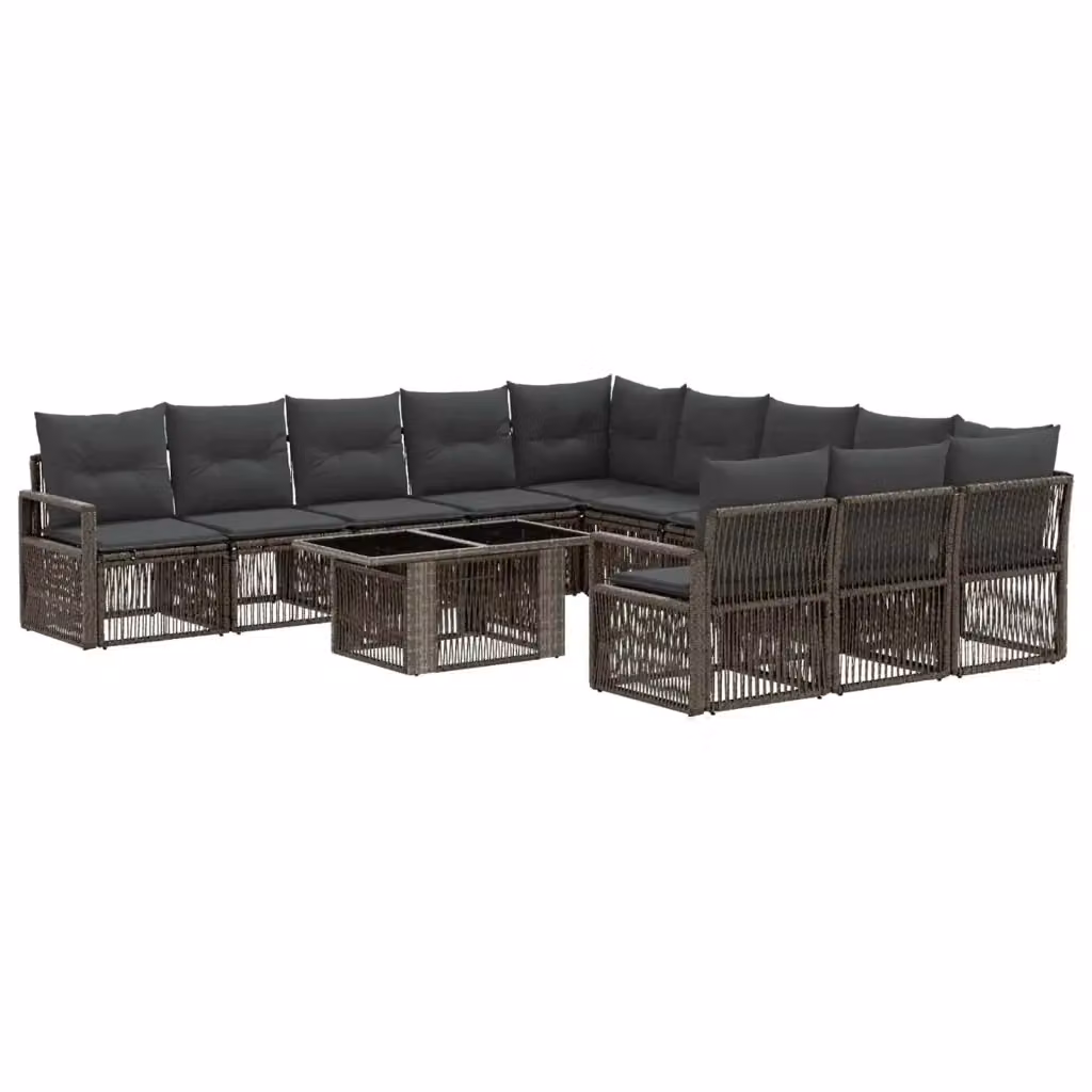 Set Divano da Giardino a Forma a U vidaXL in Polyrattan Grigio e Antracite con Tavolino e Cuscini – 2