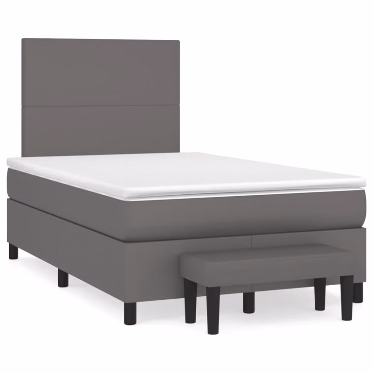 Giroletto a Molle con Materasso Grigio 120x190 cm in Pelle finta