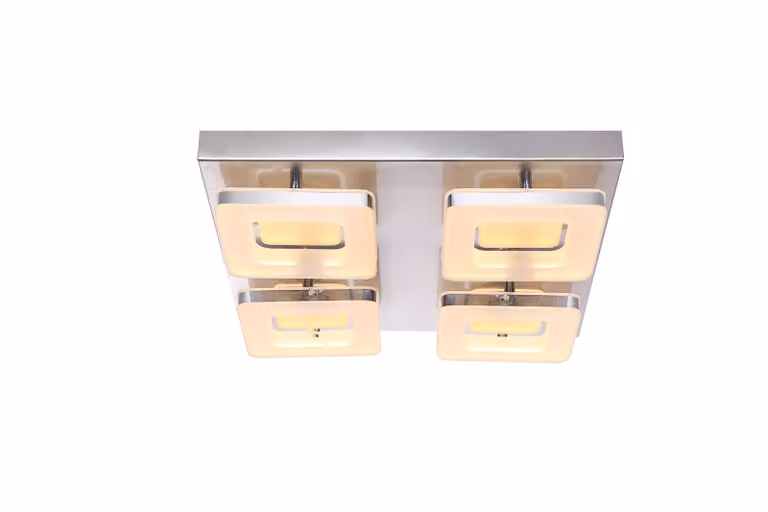 Plafoniera LED, acciaio, nichel opaco, cromo, L 39 cm