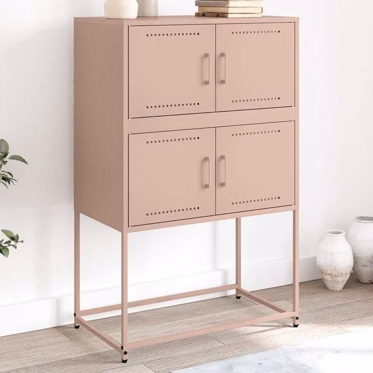 Credenza in metallo rosa stile industriale vidaXL L: 68,5 cm, P: 38,5 cm, H: 107 cm