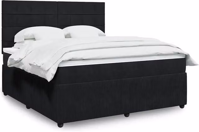 Letto Ibrido vidaXL con Materasso in Velluto Nero e Bianco L: 180 cm, P: 200 cm