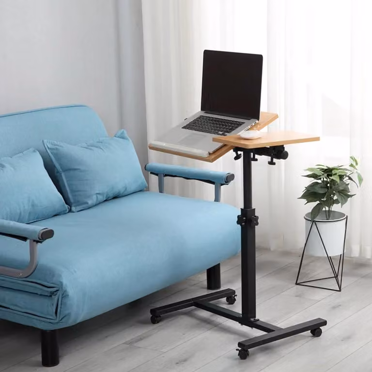 Tavolino notturno pieghevole - Scrivania regolabile per computer - Tavolo multifunzionale con tappetino per il mouse - Adatto per l'uso vicino al letto