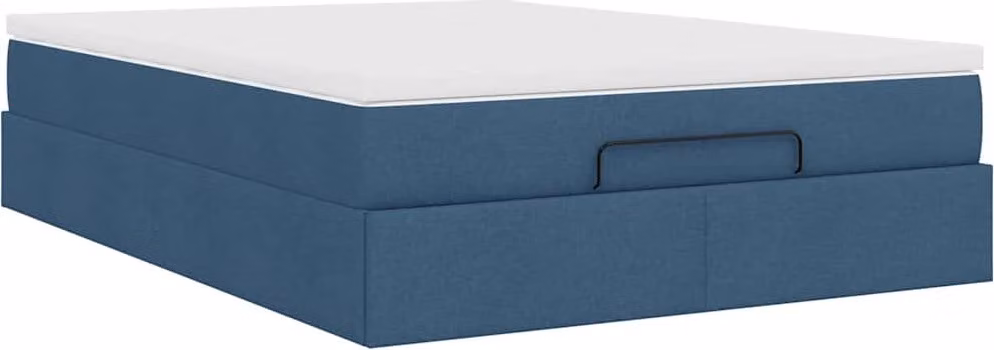 Struttura Letto Pouf con Materasso Blu 140x200cm in Tessuto
