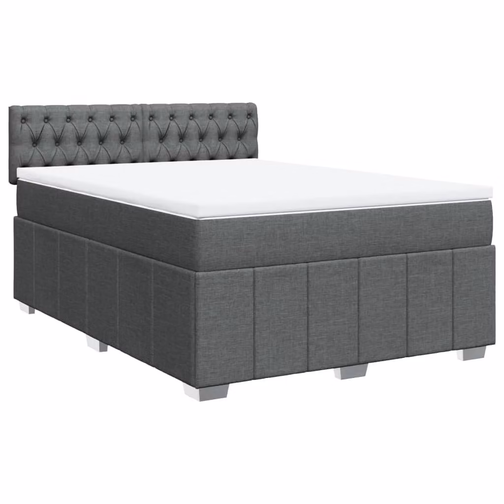 Giroletto a Molle con Materasso Grigio Scuro 140x200cm Tessuto
