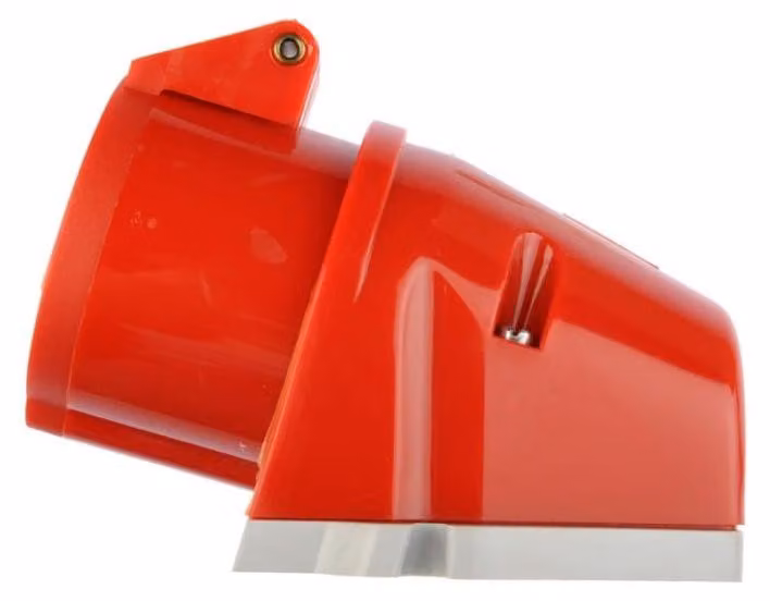 16 amp CEE presa a muro a 5 poli (3P+N+PE), codifica 6h rosso fuoco RAL 3000 200/346V a 240/415V frequenza 50