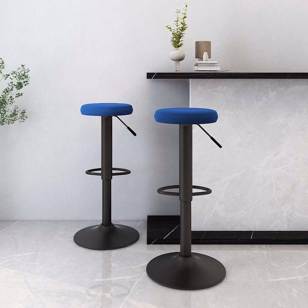 Set di 2 sgabelli da bar vidaXL in velluto blu con struttura in metallo moderno