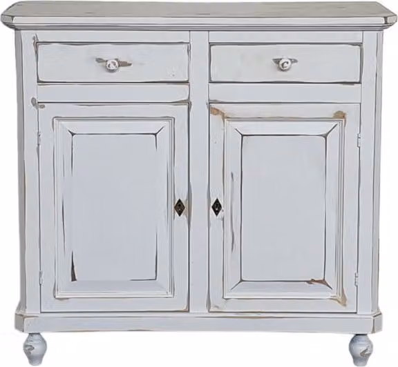 Credenza in legno stile shabby chic bianco con 2 ante Mobili 2G L: 104 cm, P: 43 cm, H: 98 cm – 1