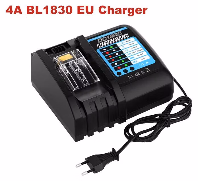 Batteria di ricambio - Batteria agli ioni di litio - Compatibile con BL1830, BL1840, BL1850, BL1860 - 18 V - 9000 mAh - Caricabatterie da 4 A