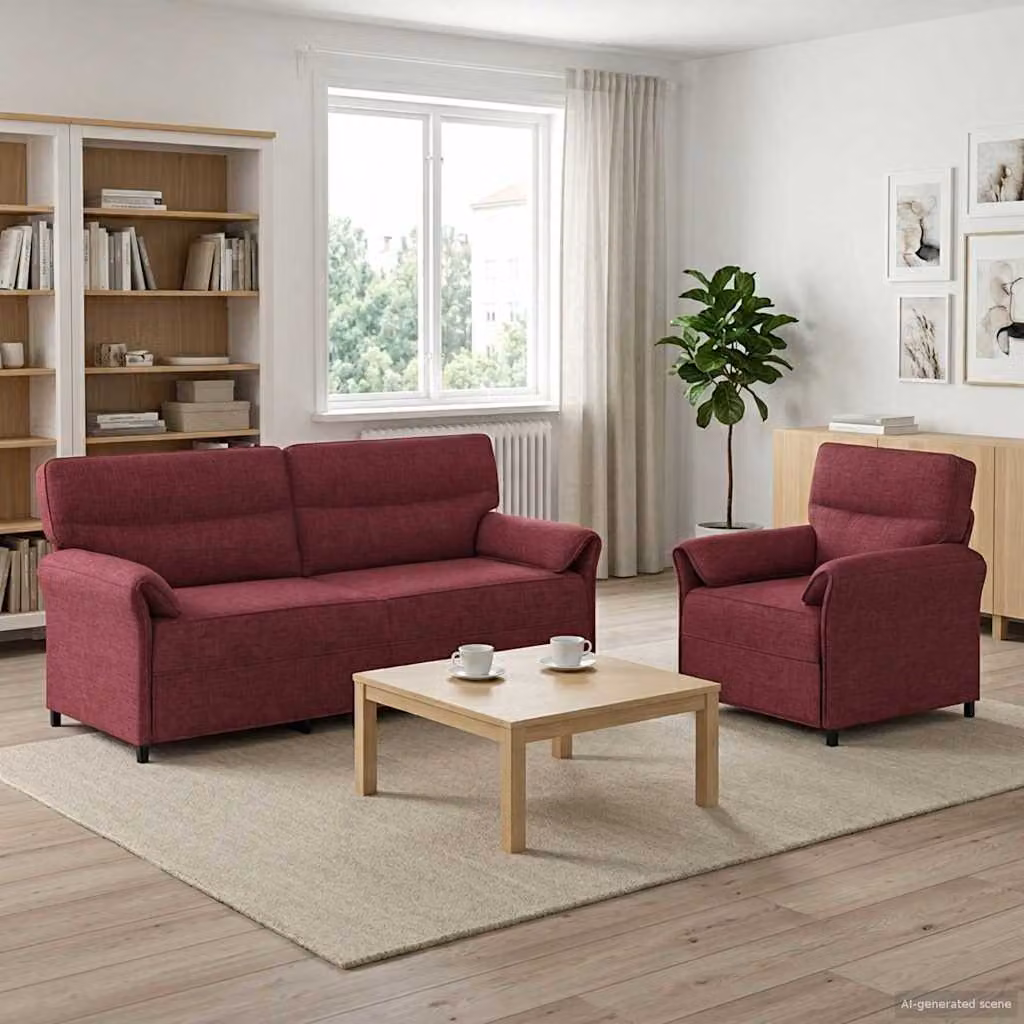 Set di 2 divani moderni vidaXL in tessuto rosso con struttura in metallo per il tuo soggiorno