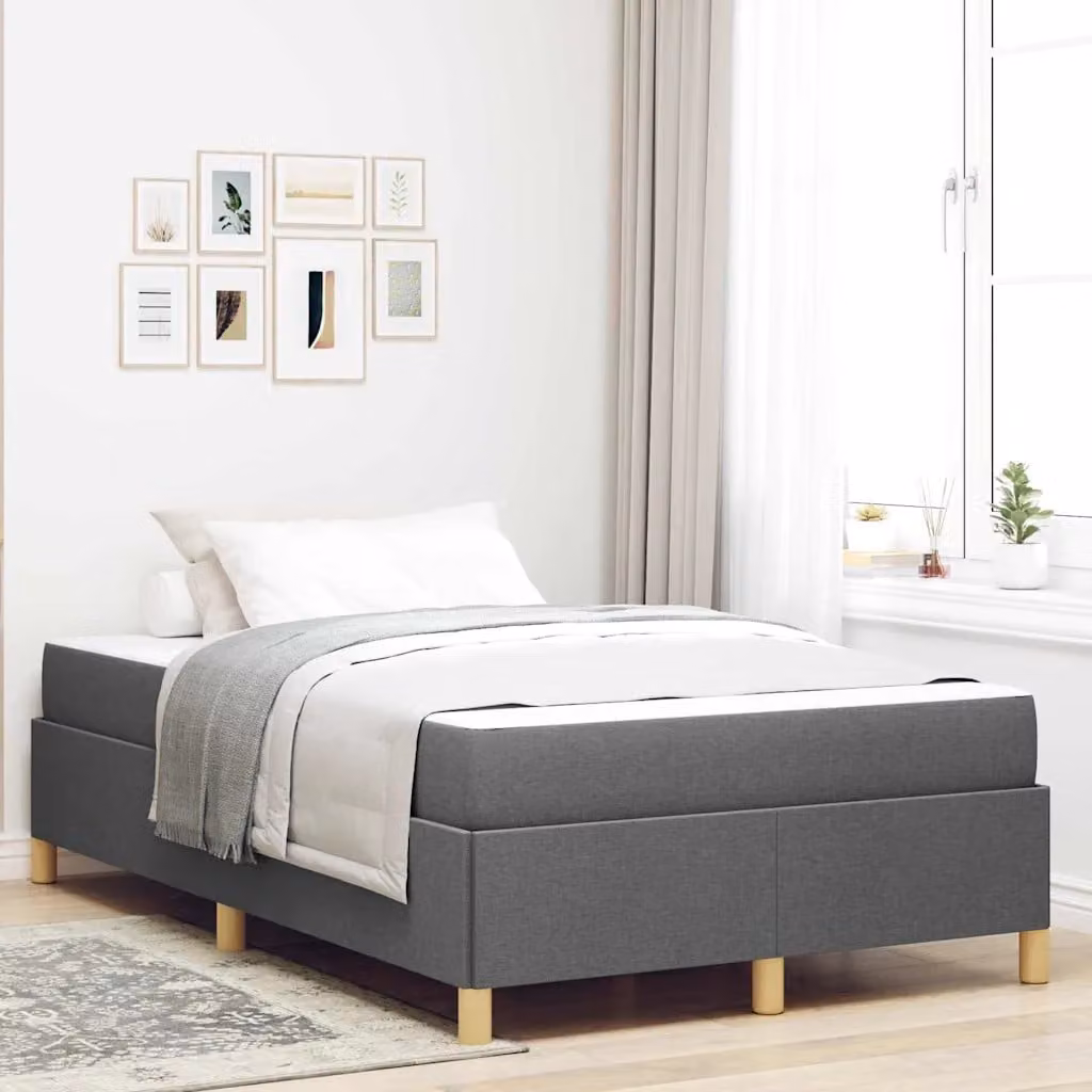 Struttura del letto imbottita vidaXL in tessuto grigio con legno, L 120 x P 200 cm – 1