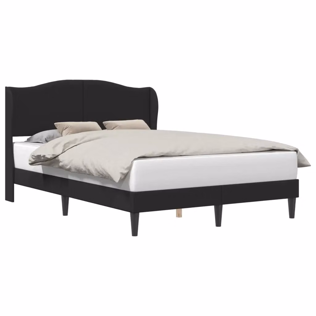 Struttura letto con testiera e giroletto in similpelle nera DESIGN IN L/P/H: 120 x 200 x 101 cm – 2