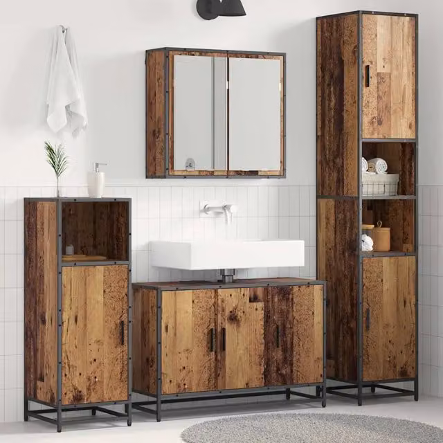 Set di mobili per il bagno 3 pz Legno vecchio 3402396