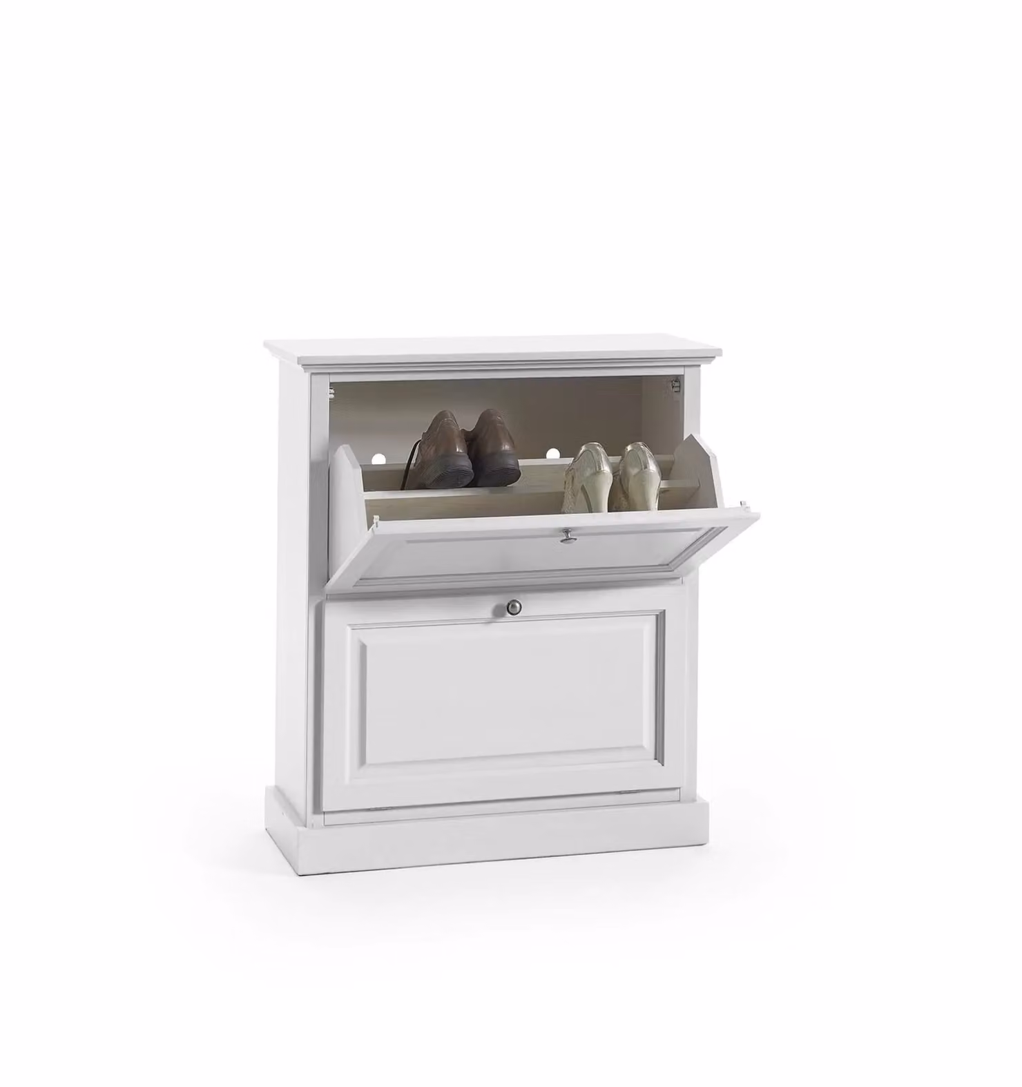 Scarpiera Mobili 2G laccata bianco fumo con 3 ribalte doppie per 18 paia di scarpe L: 80 cm, P: 30 cm, H: 130 cm – 1