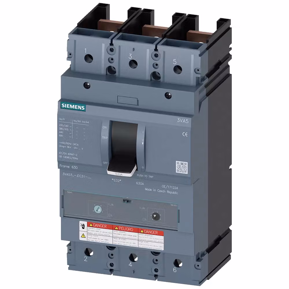 Interruttore di potenza Siemens 3VA5 UL, telaio 400, classe di capacità di interruzione C, 100 kA a 480 V, a 3 poli, 3VA53357EF310AA0