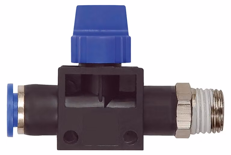 Valvola Riegler a 3/2 vie "Serie Blu", attacco push-in, R 1/2 a., S-G Ã˜10mm