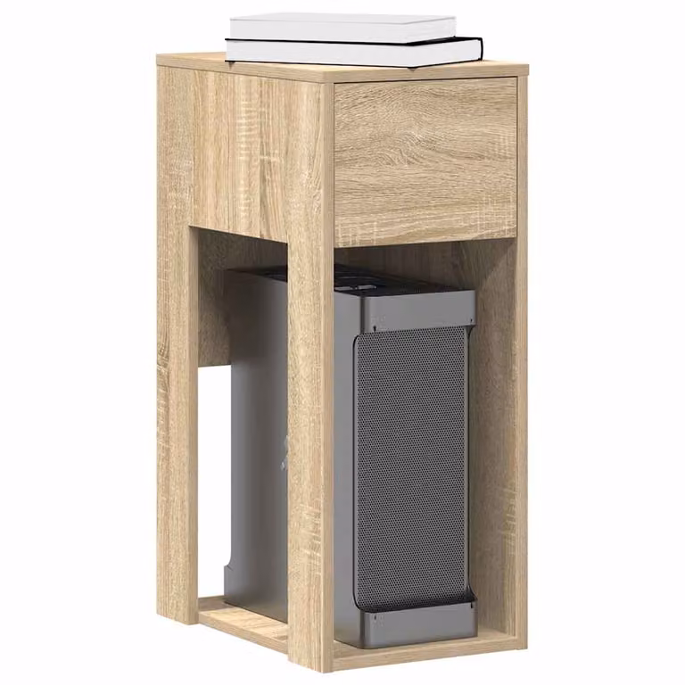 vidaXL Supporto per Computer a Torre con Cassetto in Rovere Marrone L: 30 cm, P: 44 cm, H: 74 cm