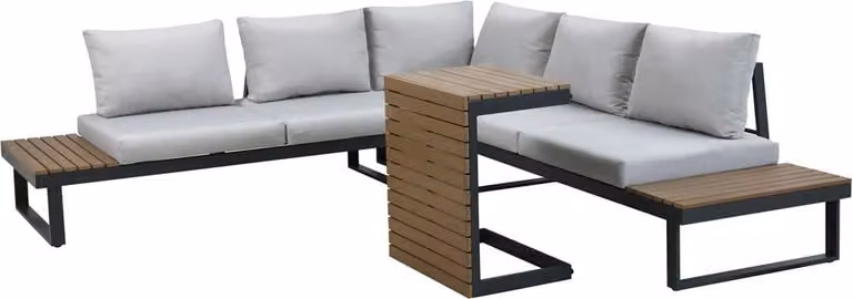 Set da lounge per giardino "raumhirsch" MARBELLA: divano modulare con elemento angolare e tavolo. Set di mobili da giardino, gruppo salotto a forma di L, divano angolare da esterno