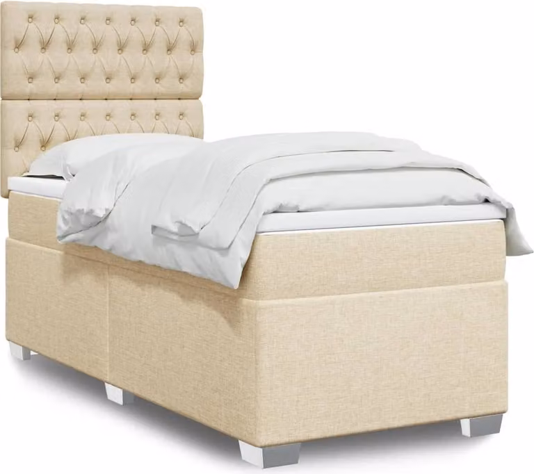 Maison Exclusive - Letto boxspring con materasso Crema 90x200 cm Tessuto