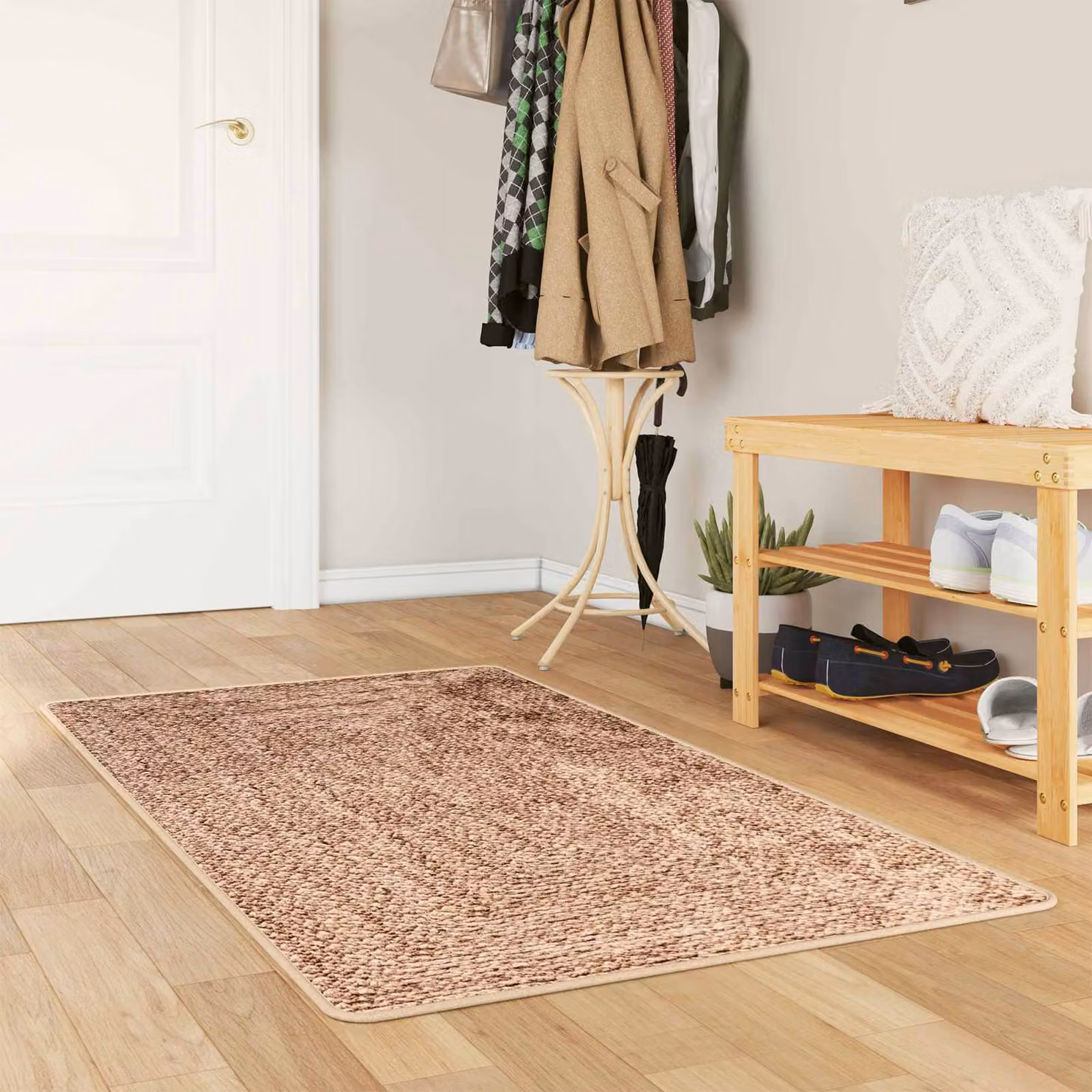 Tappeto Runner vidaXL MARSA Giallo e Marrone, Design Astratto Moderno, Lavabile e Antiscivolo, L 80 x P 100 cm