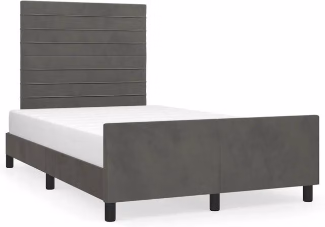 Letto matrimoniale | Letto per adulti | Giroletto senza Materasso Grigio Scuro 120x200 cm Velluto