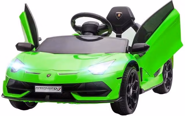 MACCHINA ELETTRICA PER BAMBINI A 12V LICENZA LAMBORGHINI CON CLACSON E TELECOMANDO, 107.5X63X42 CM, VERDE