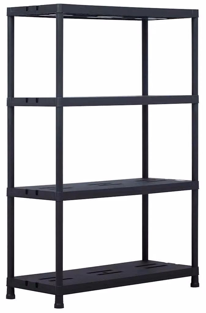 P scaffale portaoggetti nero in plastica, dimensioni 90 x 40 x 138 cm