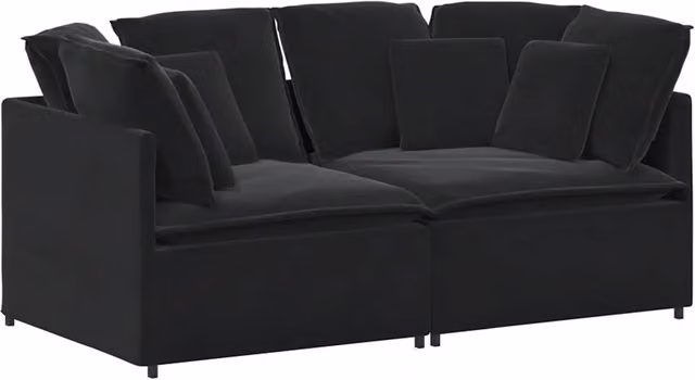 Divano | Divano da soggiorno | Sofa Modulare con Cuscini in Velluto Nero