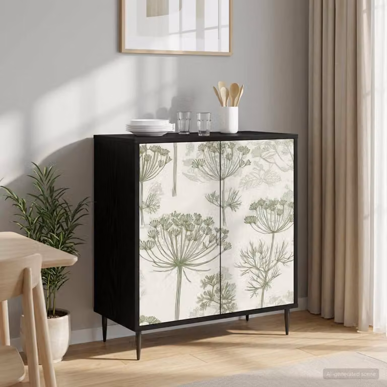 Credenza moderna vidaXL GOTHA in legno ingegnerizzato, colore Rovere Nero, L 69 x P 33 x H 76 cm