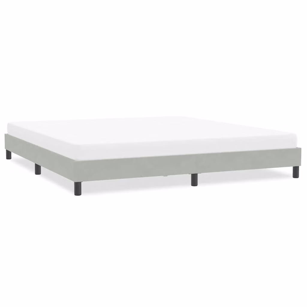 vidaXL Giroletto imbottito in velluto Grigio Chiaro con doghe in legno L/P/H: 203 x 223 x 200 cm
