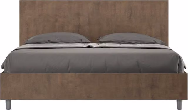 Letto Matrimoniale 160x200 cm con Rete Testata Dritta New Egos Noce